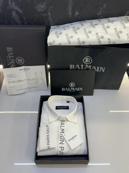 SALE Balmai.n Paris Reflective Print Shirt with OG Packing White - (161)