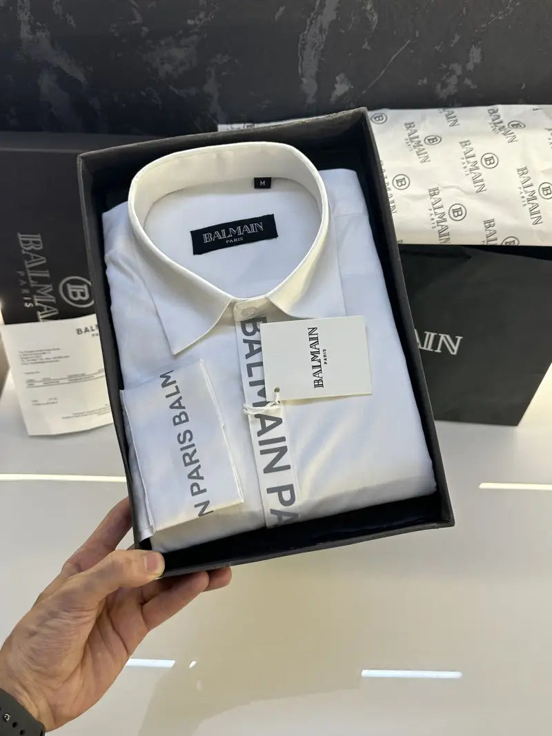 SALE Balmai.n Paris Reflective Print Shirt with OG Packing White - (161)