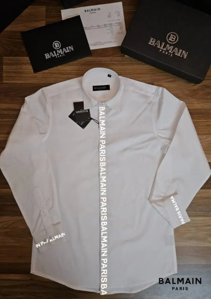 SALE Balmai.n Paris Reflective Print Shirt with OG Packing White - (161)