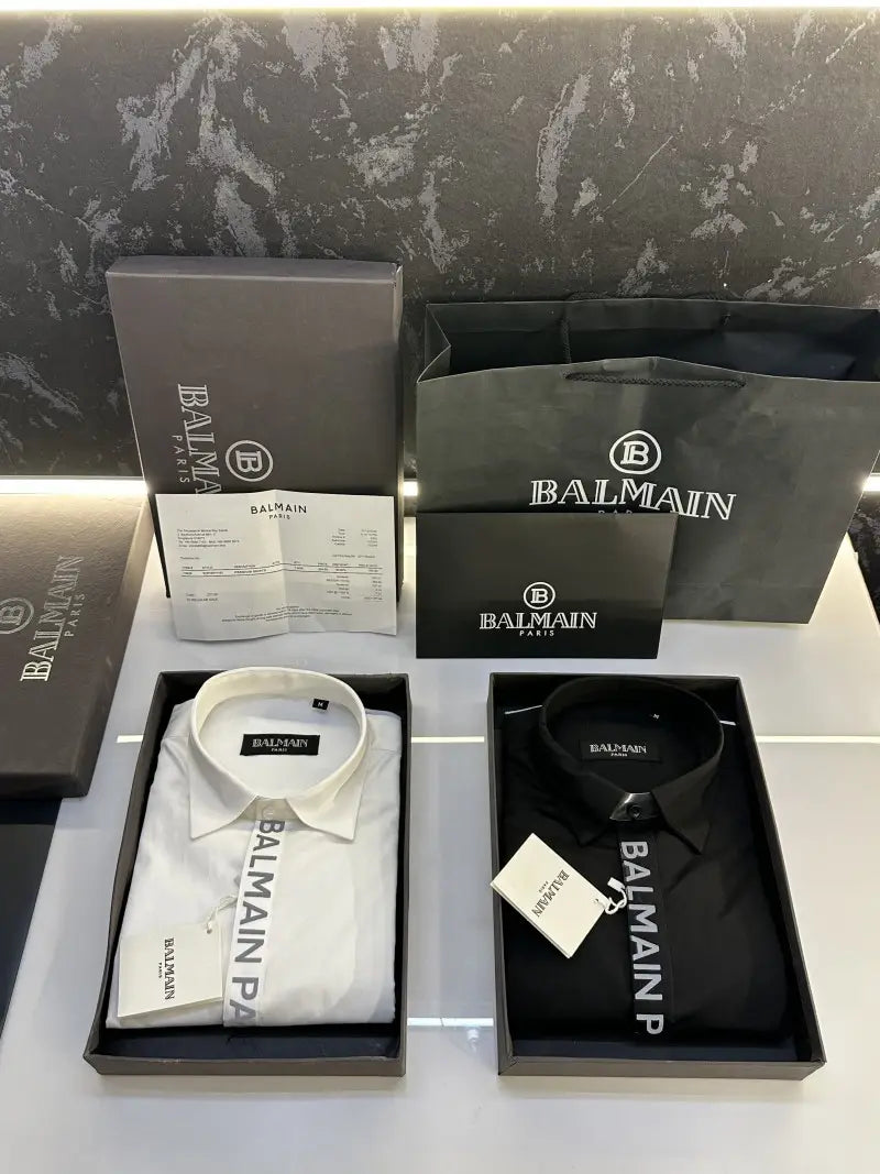 SALE Balmai.n Paris Reflective Print Shirt with OG Packing White - (161)
