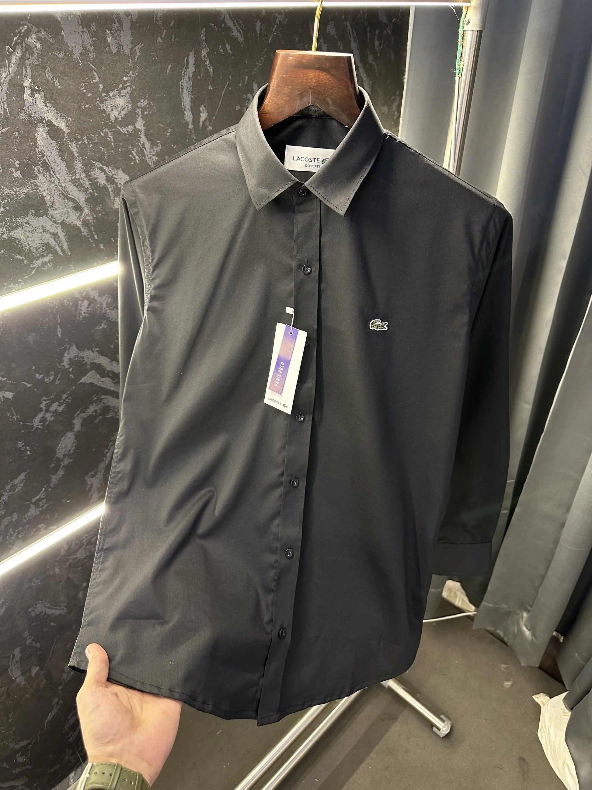 Lacost_e Store Article shirt with brand Poly bag (Black)