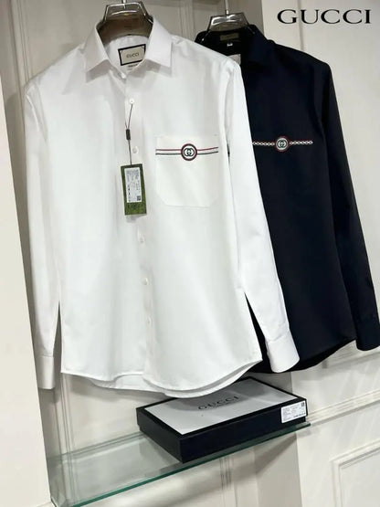 Gucc i Mens Premium Shirt with Original Box (White) - 244