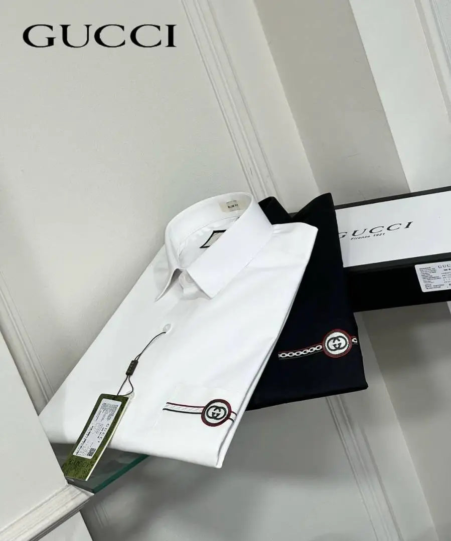 Gucc i Mens Premium Shirt with Original Box (Black) - 244