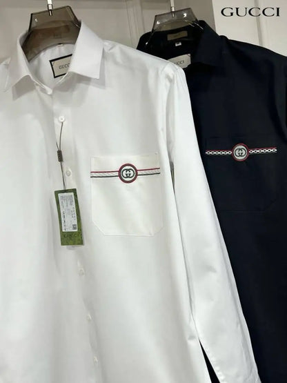 Gucc i Mens Premium Shirt with Original Box (White) - 244