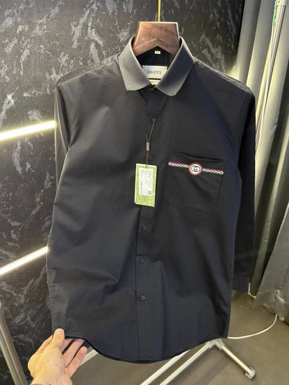 Gucc i Mens Premium Shirt with Original Box (Black) - 244