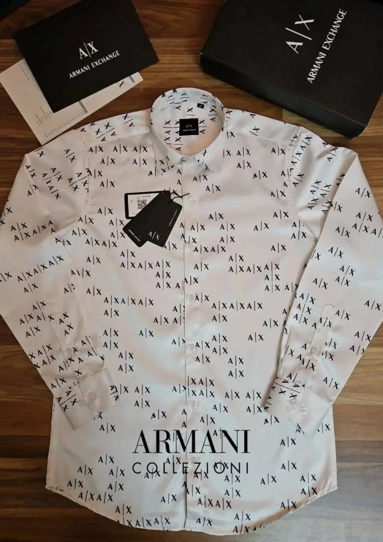 Arman i Exchange Monogram Premium Shirt with Original box carry bag (White)