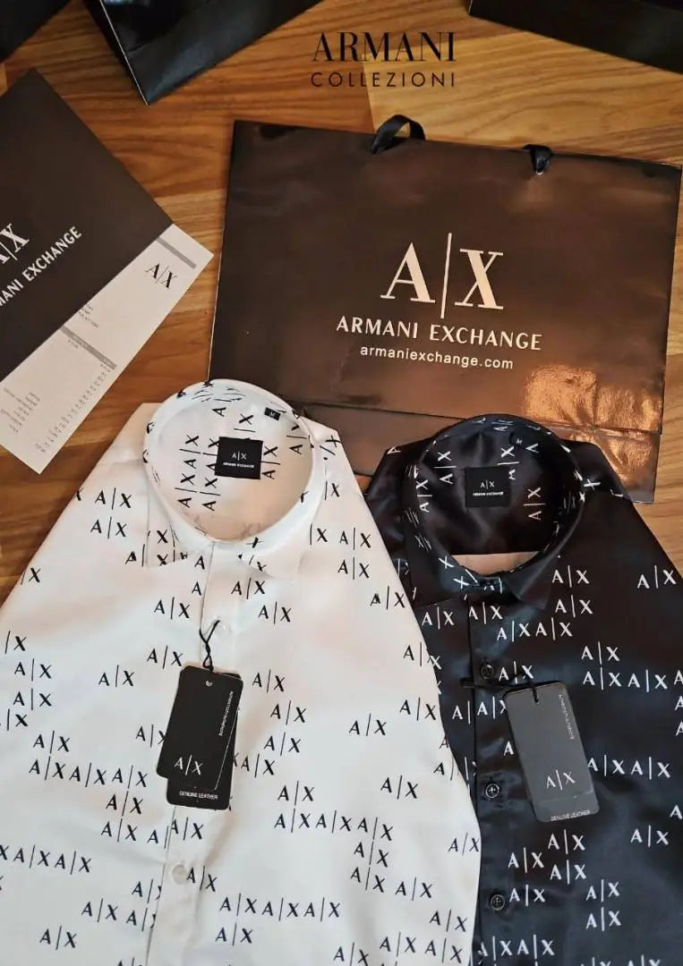Arman i Exchange Monogram Premium Shirt with Original box carry bag (Black)