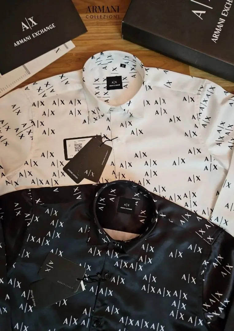 Arman i Exchange Monogram Premium Shirt with Original box carry bag (Black)