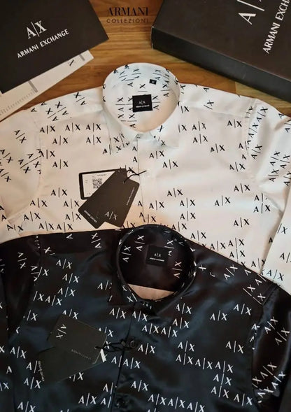 Arman i Exchange Monogram Premium Shirt with Original box carry bag (Black)