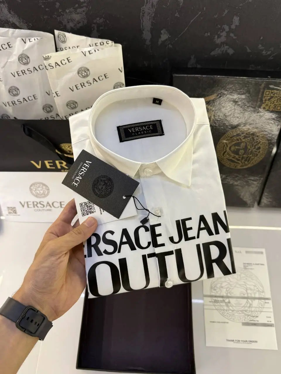 Versac e Store Article Shirt with Original box packing ( White )