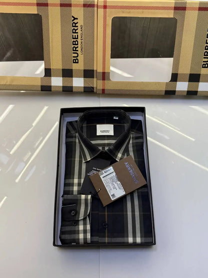 Burberr y Checks Premium Store article Shirt with Original Box (Green Black )