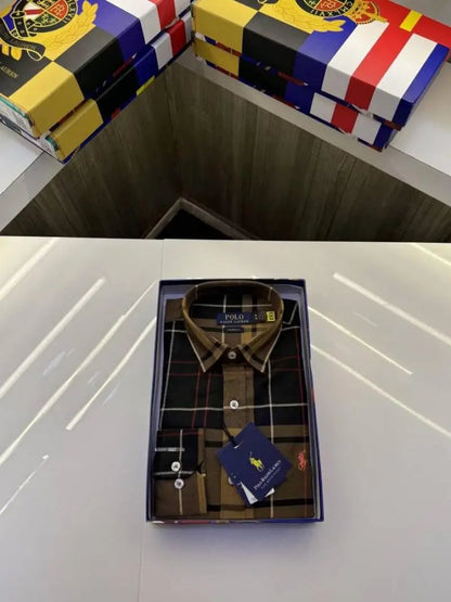 Ralph_Lauren Checks Logo Shirt with Brand box