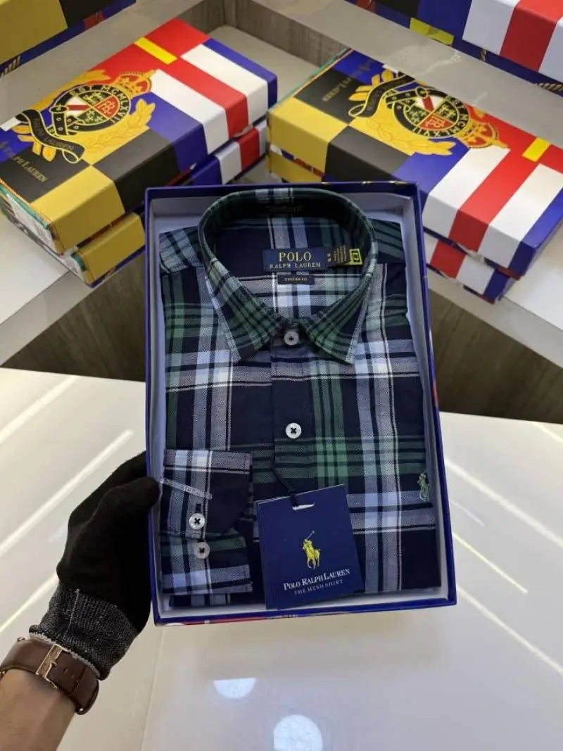 Ralph_Lauren Checks Logo Shirt with Brand box