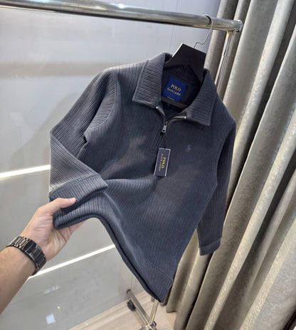 Ralph  Lauren Grey Cord Imported Pull Sweatshirt