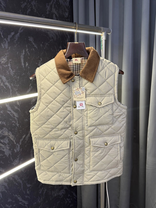 Burberr y Reversible Sleeveless Puffer Jacket (CREAM)
