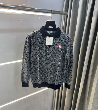 Casablanca Black Knitted Imported Polo T-Shirt