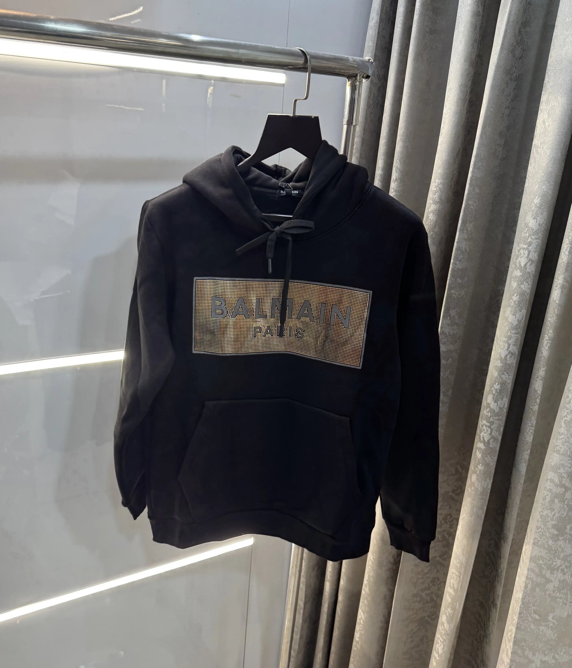 Balmai n Paris Black Logo Print Imported Hoodie