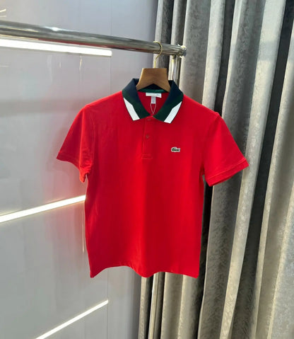 Lacost e Red Embroidery Logo Premium Polo T-Shirt