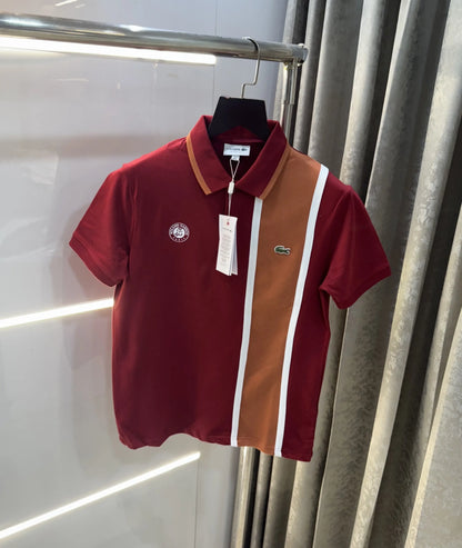 Lacost e Maroon Logo Work Premium Polo T-Shirt