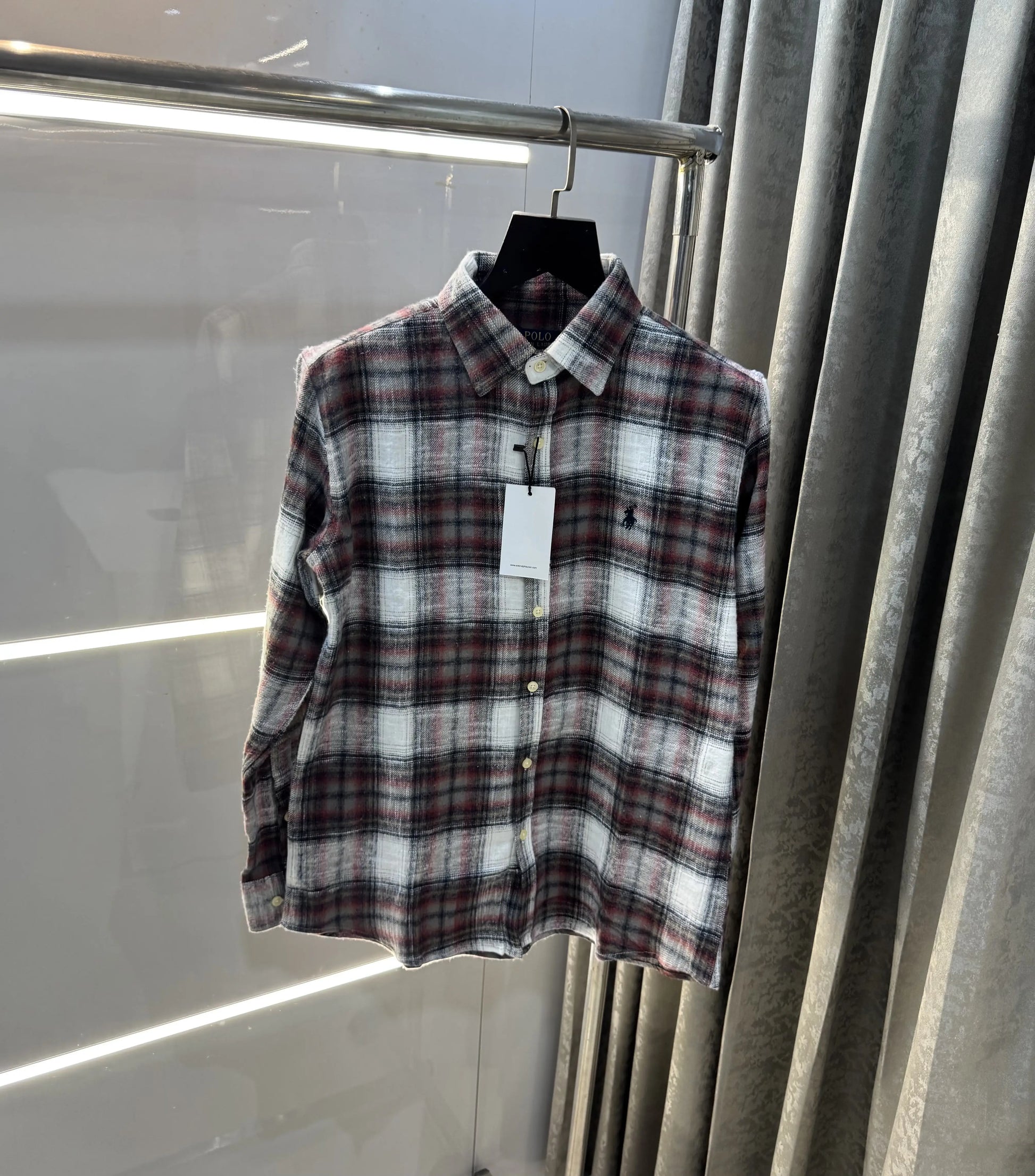 Ralph  Lauren Maroon Brushing Checks Premium Shirt