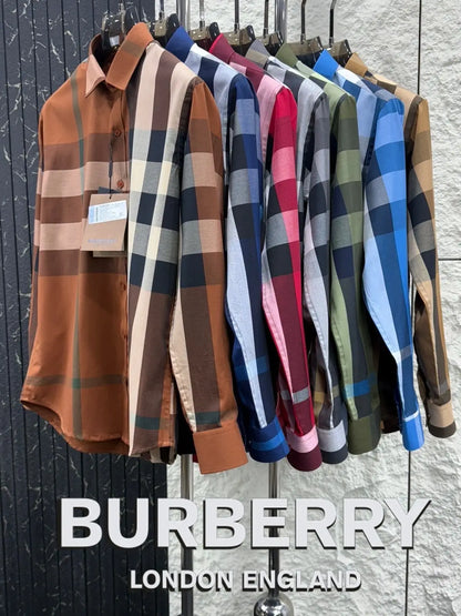 Burberr y 5 Navy Blue Checks Premium Shirt With Original Bo_X Packing