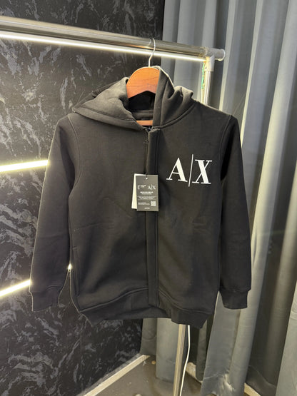 Arman i Exchang e Zipper Pull Over Hoodie (Black)