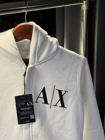 Arman i Exchang e Zipper Pull Over Hoodie (White)