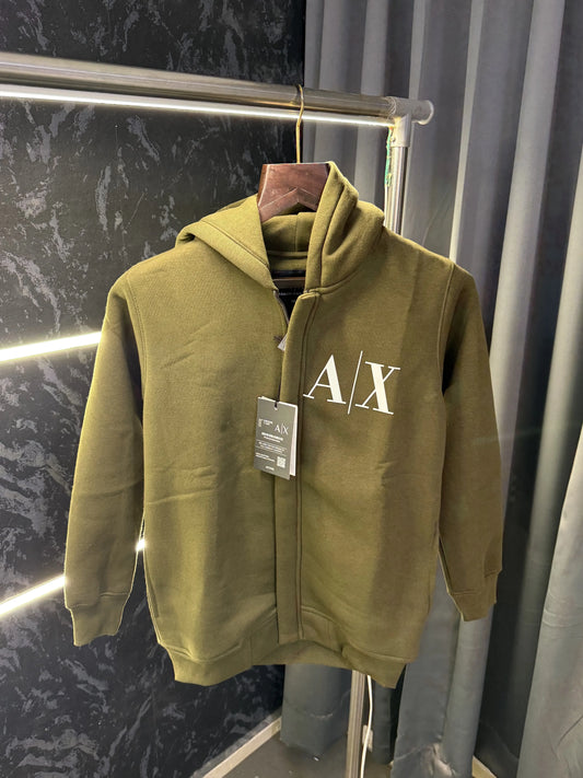 Arman i Exchang e Zipper Pull Over Hoodie (Olive)