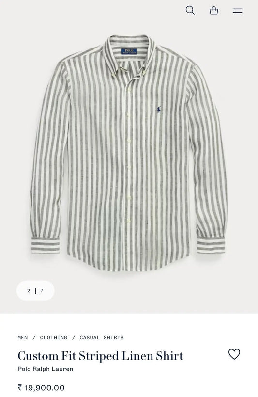 Ralph  Lauren Green Stripes Premium Linen Shirt