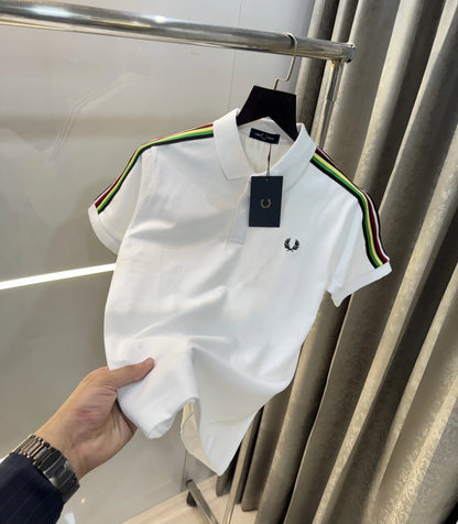 Fredperry White Embroidery Logo Premium Polo T-Shirt