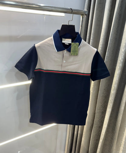 Gucc i Navy Blue Logo Work Imported Polo T-Shirt