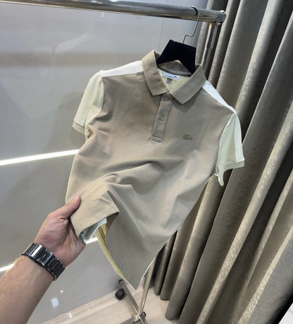 Lacost e Beige Embroidery Logo Premium Polo T-Shirt