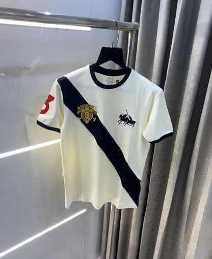 Ralph Lauren Cream Logo Work Imported T-Shirt