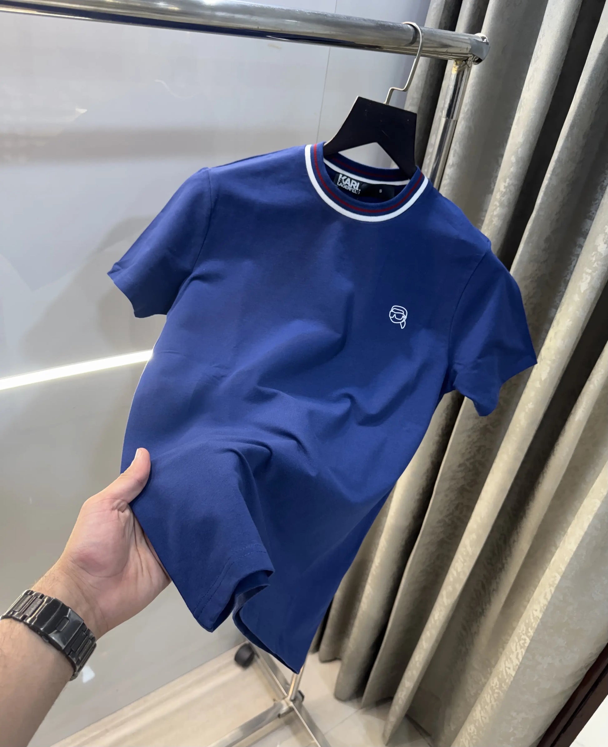 Karl Lagerfeld Petrol Blue Logo Work Premium T-Shirt