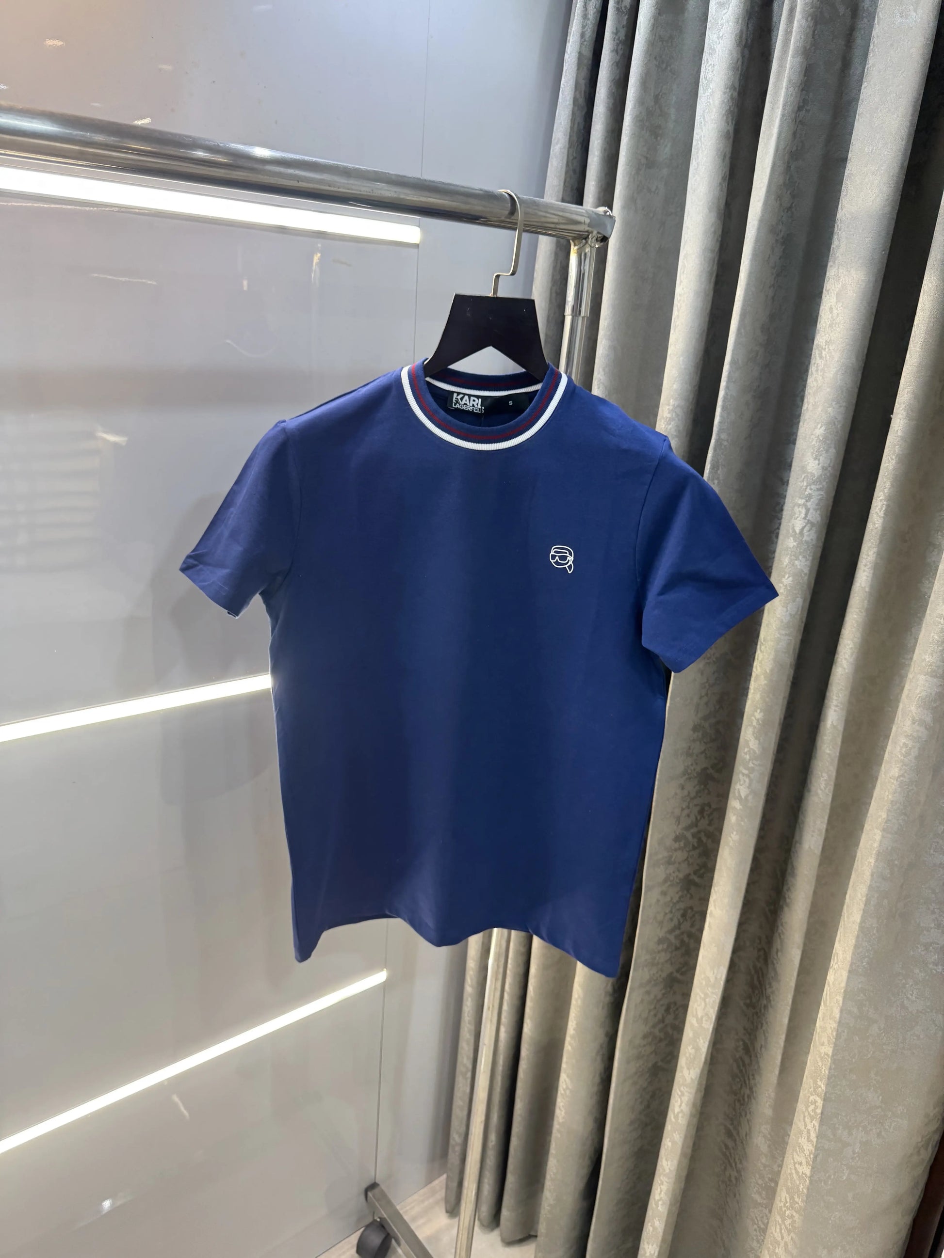 Karl Lagerfeld Petrol Blue Logo Work Premium T-Shirt