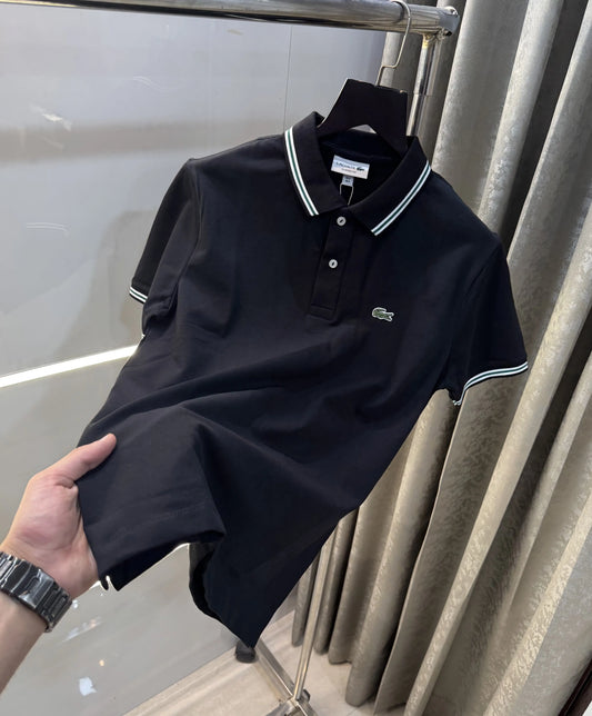Lacost e Black Embroidery Logo Premium Polo T-Shirt