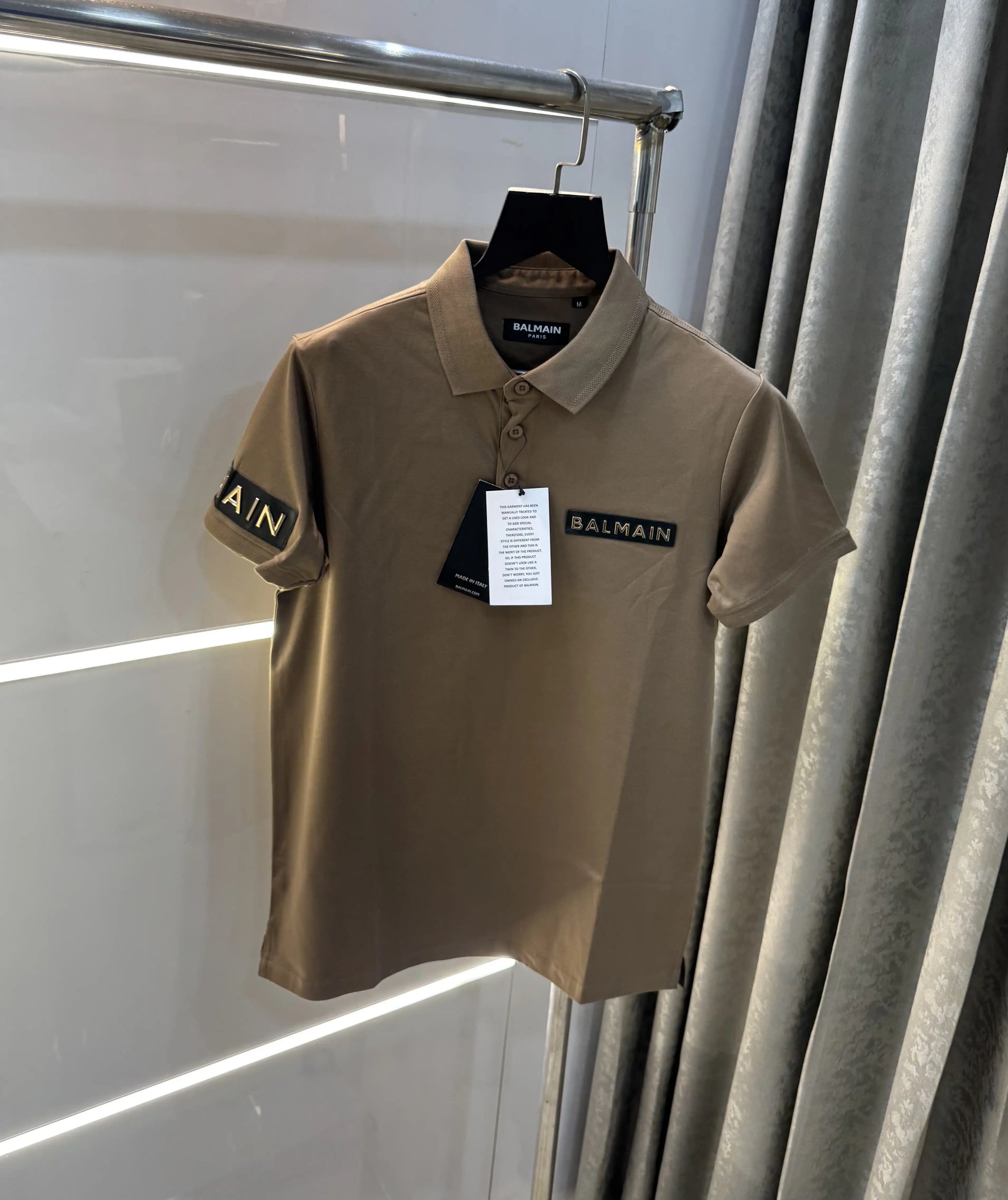 Balmai n Paris Brown Logo Work Imported Polo T-Shirt
