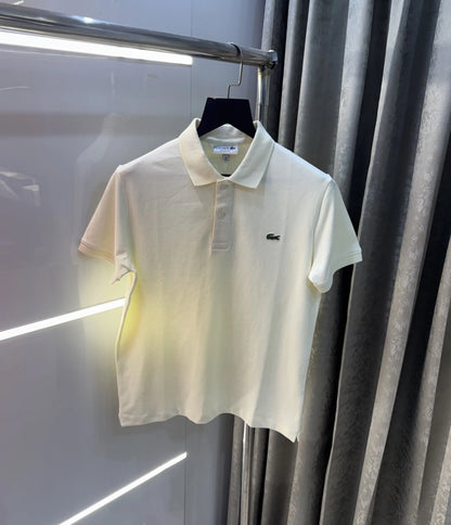 Lacost e Cream Embroidery Logo Premium Polo T-Shirt