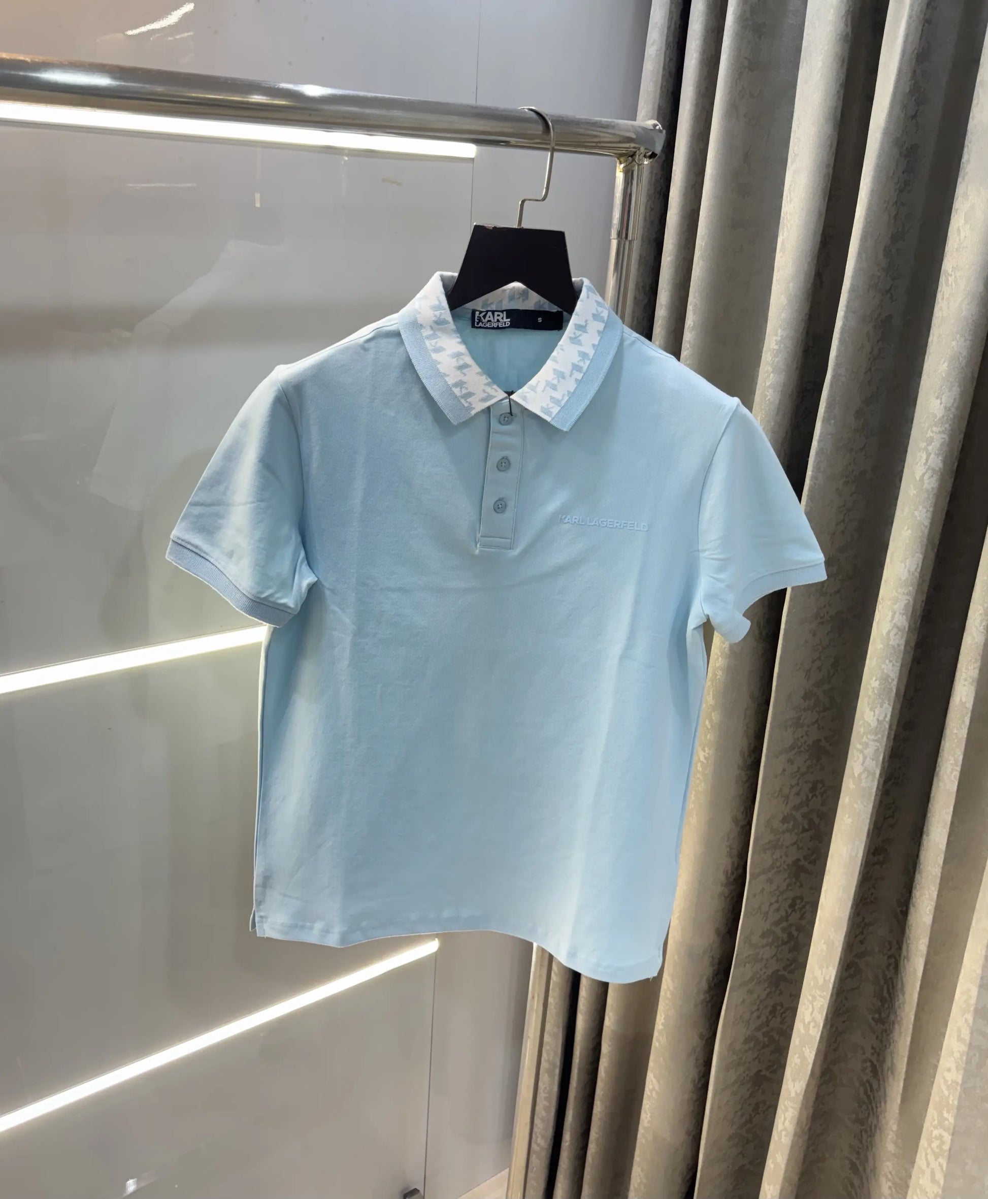 Karl Lagerfeld Sky Blue Logo Work Premium Polo T-Shirt