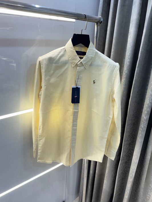 Ralph  Lauren Butter Yellow Embroidery Logo Classic Shirt