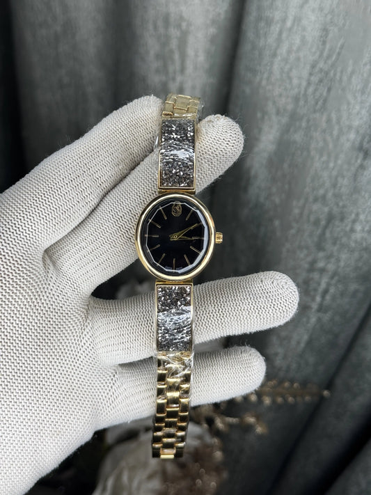 Swarovski Sparkle Gold Blue Premium Ladies Watch