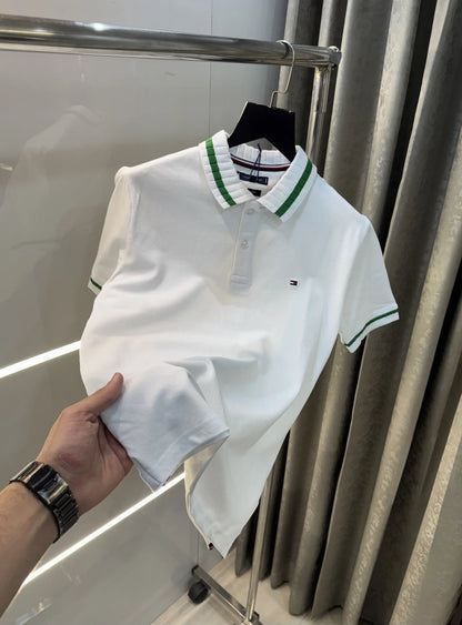 Tommy  Hilfiger White Logo Work Premium Polo T-Shirt